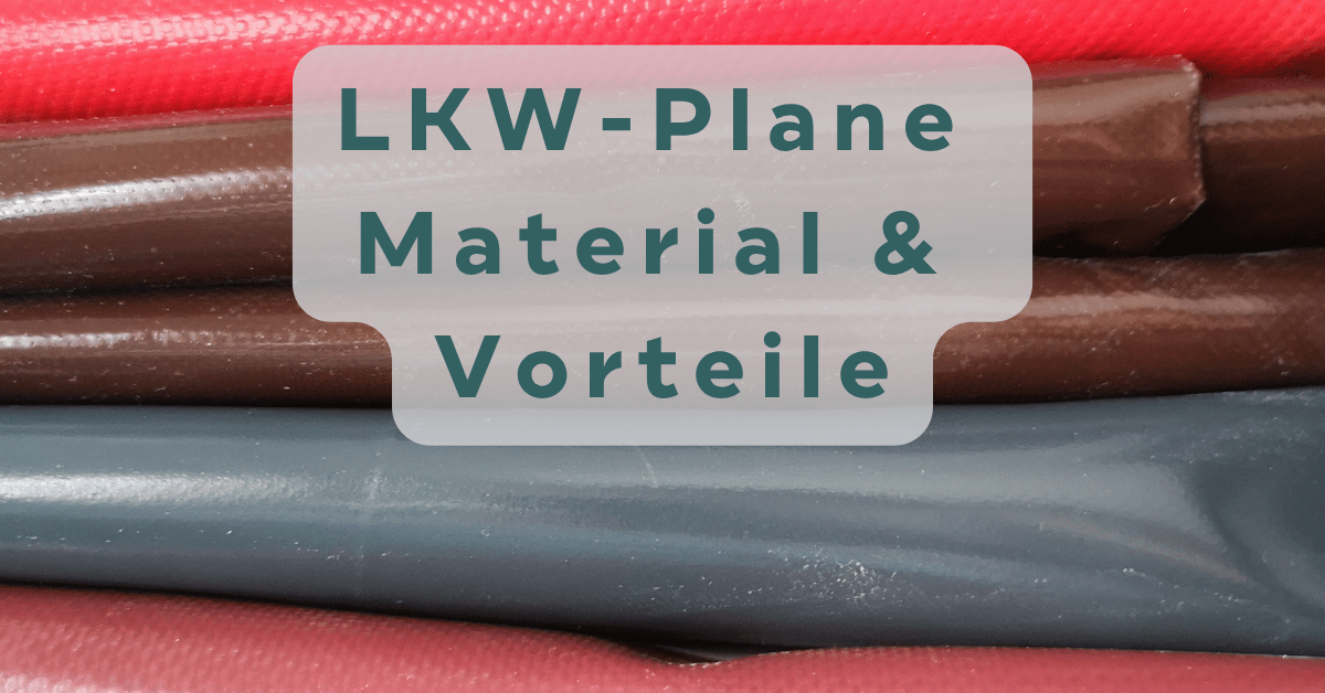 Gerollte LKW-Planen in Rot, Braun und Grau als Rohmaterial, Titelbild: LKW-Plane Material und Vorteile.