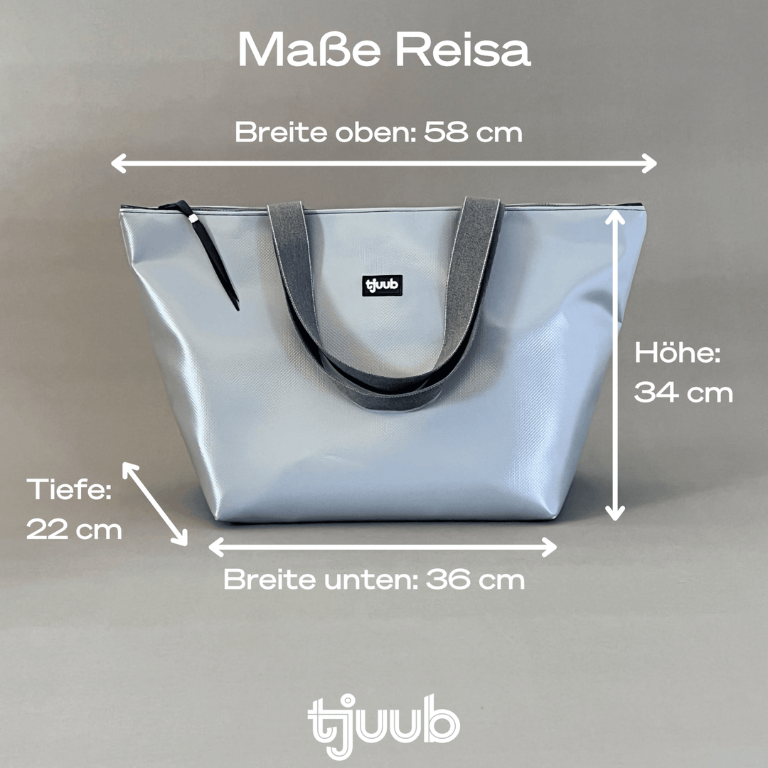Maße der Reisa Reisetasche aus LKW-Plane - Abmessungen Weekender von tjuub