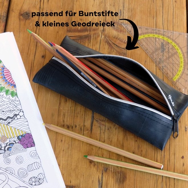Federmäppchen aus Fahrradschlauch Nahaufnahme Reissverschluss - Cipollino Stifteetui Detail